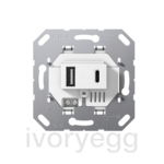 Insert for USB power supply, 2-gang Type A / type C, white