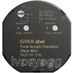 eNet wireless switching actuator or momentary-contact actuator, 2-gang Mini
