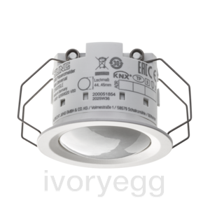 KNX presence detector mini with temp and humidity, Universal, Secure, IP 44, 3m, light lens, white