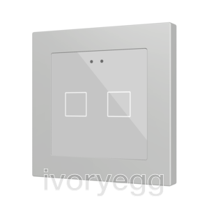 Flat RGB 55 X2. Glass capacitive push button 55x55 - 2 buttons - Silver
