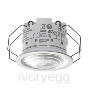KNX presence detector mini with temp, Standard, Secure, IP 44, 3m, light lens, white