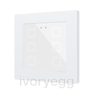 Flat RGB 55 X6. Glass capacitive push button 55x55 - 6 buttons - White