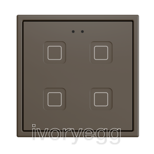 Tecla RGB 70 X4. PC-ABS Capacitive push button 70x70 - 4 buttons - Mocha