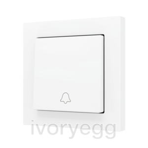 ZS55. Cover for Simple KNX Soft push button 55x55 mm. Tilt down - Doorbell icon - Matt White