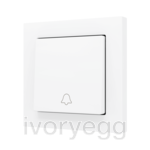 ZS55. Cover for Simple KNX Soft push button 55x55 mm. Tilt down - Doorbell icon - Matt White
