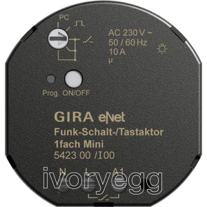 eNet wireless switching/momentary-contact actuator, 1-gang Mini