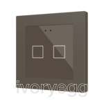 Flat RGB 55 X2. Glass capacitive push button 55x55 - 2 buttons - Mocha