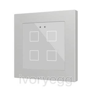 Flat RGB 55 X4. Glass capacitive push button 55x55 - 4 buttons - Silver