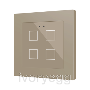 Flat RGB 55 X4. Glass capacitive push button 55x55 - 4 buttons - Champagne