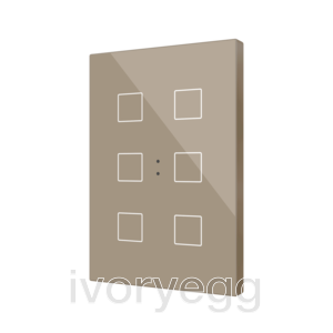 Flat XL X6. Glass capacitive push button - 6 buttons - Champagne