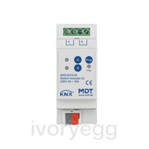 Switch Actuator 2-fold, 2SU MDRC, 10 A, 230 V AC, C-load, standard, 140 _F