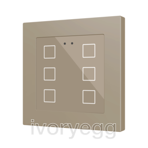Flat RGB 55 X6. Glass capacitive push button 55x55 - 6 buttons - Champagne