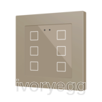 Flat RGB 55 X6. Glass capacitive push button 55x55 - 6 buttons - Champagne