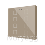 Flat RGB 8. Glass capacitive push button - 8 buttons - Champagne