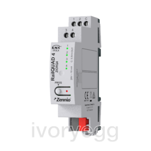 RailQUAD 4. Input module with 4 analog-digital inputs for DIN rail with status indicator LEDs.