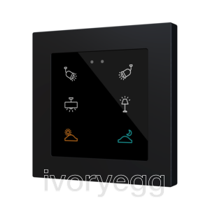Flat RGB 55 X6. Glass capacitive push button 55x55 - 6 buttons - Custom