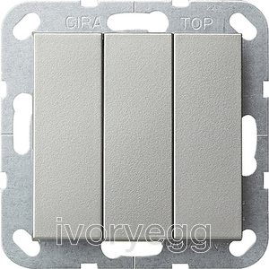 CLEARANCE ITEM - System 55 British Standard Rocker switch 2-way, 3-gang, Stainless Steel