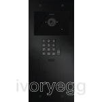 Doorphone Entry: SIP intercom, 1 button with keypad and camera, black aluminum, Large