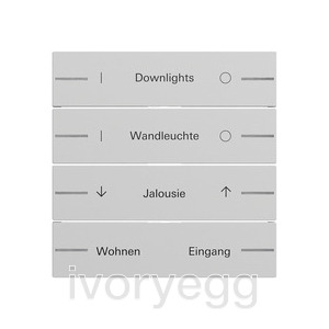Rocker set, 4-gang for pushbutton sensor 4.70, inscribable, grey matt