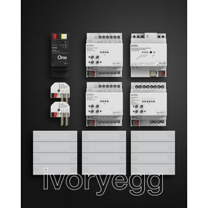 Smart Home in a Box - Essential Gira Equipment with Binary Inputs & Pushbutton Sensor 4 Keypads.