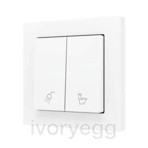 ZS55. Double Soft push button for 2 binary inputs 55x55 mm – Matt white - Custom. Minimum 100 units per design