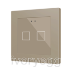 Flat RGB 55 X2. Glass capacitive push button 55x55 - 2 buttons - Champagne