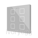 Flat RGB 6. Glass capacitive push button - 6 buttons - Silver