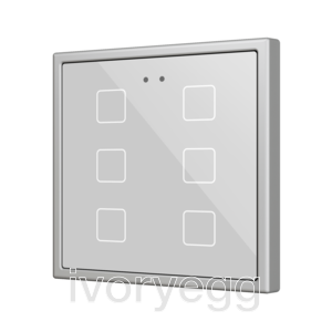 Flat RGB 70 X6. Glass Capacitive push button 70x70 - 6 buttons - Silver
