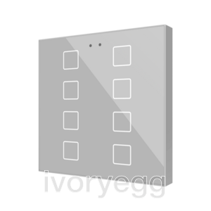 Flat RGB 8. Glass capacitive push button - 8 buttons - Silver