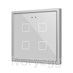 Flat RGB 70 X4. Glass Capacitive push button 70x70 - 4 buttons - Silver
