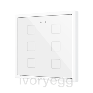 Flat RGB 70 X6. Glass Capacitive push button 70x70 - 6 buttons - White