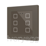 Flat RGB 55 X6. Glass capacitive push button 55x55 - 6 buttons - Mocha