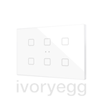 Flat XL X6. Glass capacitive push button - 6 buttons - White