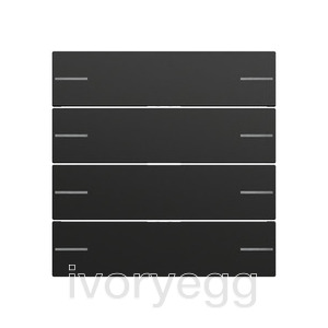 Rocker set, 4-gang for pushbutton sensor 4.70, black matt