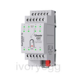 RailQUAD 12. Input module with 12 analog-digital inputs for DIN rail with status indicator LEDs.
