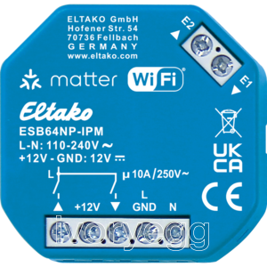Shading actuator with IP, matter over Wi-Fi, optional EnOcean, 1+1 NO 10 A/250 V AC, not potential-free