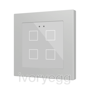 Flat RGB 55 X4. Glass capacitive push button 55x55 - 4 buttons - Silver