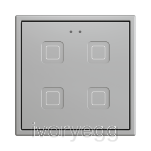 Tecla RGB 70 X4. PC-ABS Capacitive push button 70x70 - 4 buttons - Silver