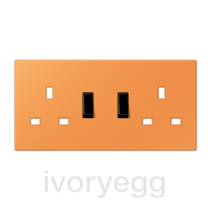 Le Corbusier LS Range double socket centre plate, switched, orange clair