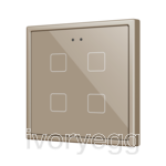 Flat RGB 70 X4. Glass Capacitive push button 70x70 - 4 buttons - Champagne
