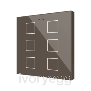 Flat RGB 6. Glass capacitive push button - 6 buttons - Mocha