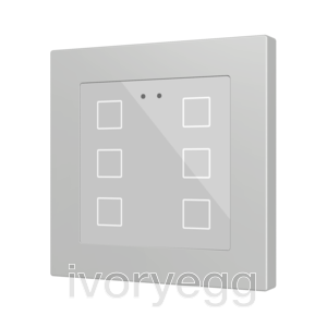 Flat RGB 55 X6. Glass capacitive push button 55x55 - 6 buttons - Silver