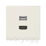 Multimedia terminals HDMI / USB 2.0, LS range, ivory