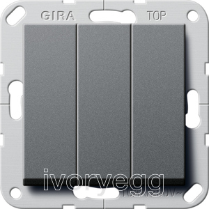 CLEARANCE ITEM - System 55 British Standard Rocker switch 2-way, 3-gang, anthracite