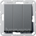 CLEARANCE ITEM - System 55 British Standard Rocker switch 2-way, 3-gang, anthracite